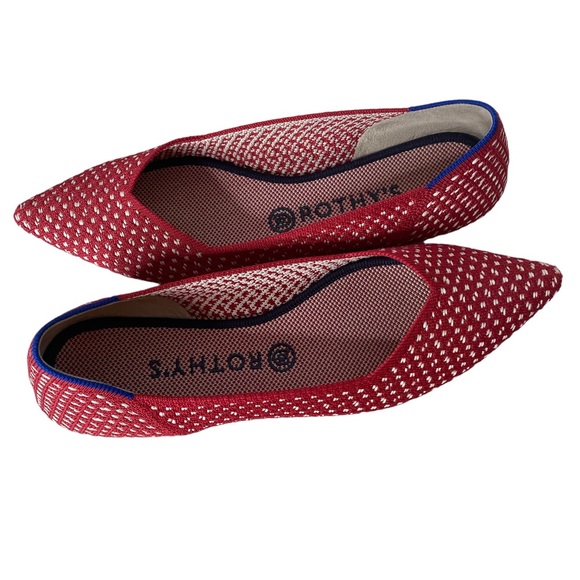 Rothy's Red and White Pointed Knit Flats - Picture 7 of 9